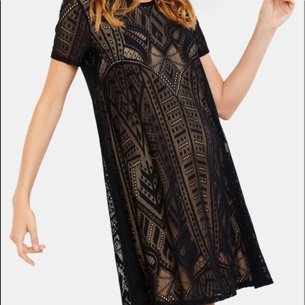 BCBGMaxazria Black Lace Maternity Dress